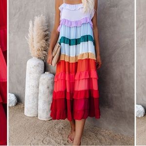 Vici Collection Tiered MIDI Dress